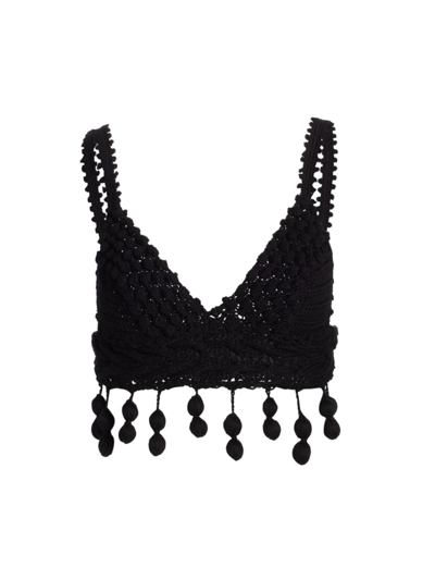 Shop Rosie Assoulin Miranda Knit Crop Top In Black