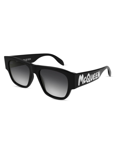 Shop Alexander Mcqueen Men's Casual Lines Am0328s-001 54mm Sunglasses In Black