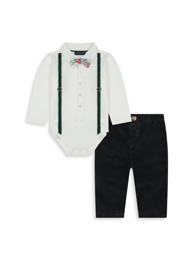 Shop Andy & Evan Baby Boy's 2-piece Bowtie Bodysuit & Denim Pants Set In White