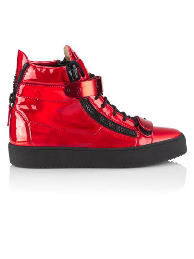 Shop Giuseppe Zanotti Men's Metropolis High-top Sneakers In Red