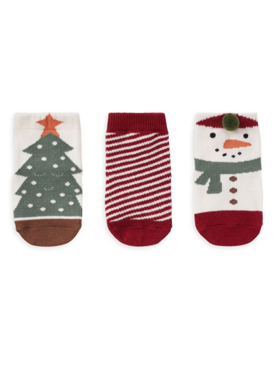 Shop Elegant Baby Baby's Festive Christmas 3-pack Socks In Neutral
