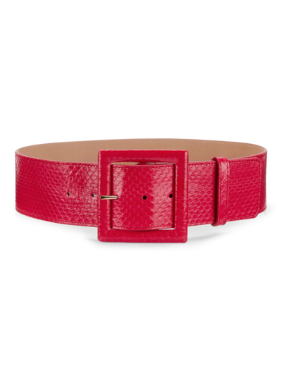 Shop Carolina Herrera Women's Wide Square Buckle Belt In Raspberry