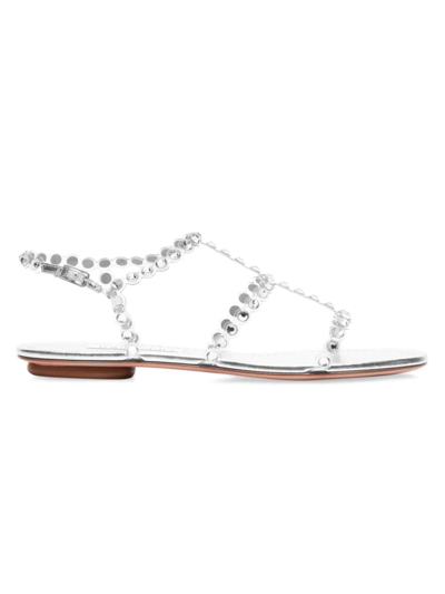 Shop Aquazzura Women's Tequila Pvc Crystal-embellished Sandals In Silver