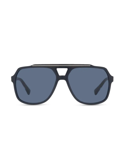 Shop Dolce & Gabbana Men's Gros Grain 60mm Sunglasses In Blue