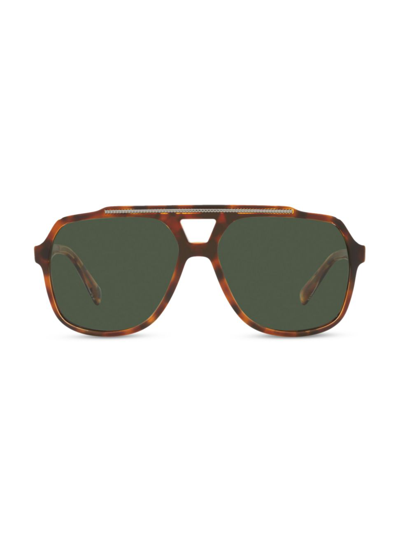 Shop Dolce & Gabbana Men's Dg4388 60mm Pilot Sunglasses In Brown Havana