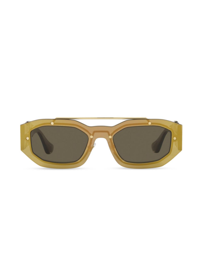 Shop Versace Men's Medusa Biggie Sunglasses In Transparent Brown