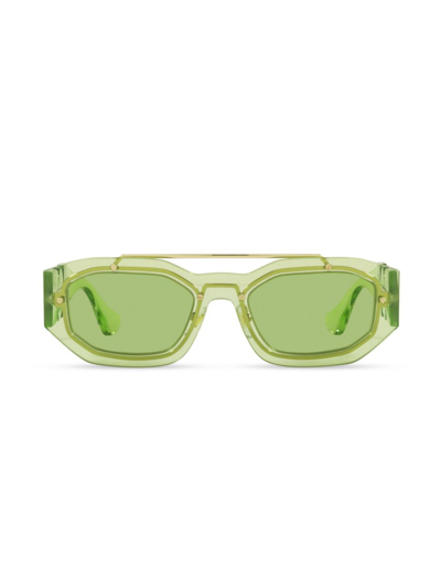 Shop Versace Men's Medusa Biggie Sunglasses In Transparent Green