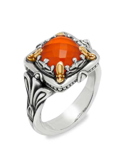 Shop Konstantino Women's Scion Sterling Silver, 18k Yellow Gold & Carnelian Doublet Ring In Orange