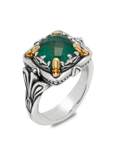 Shop Konstantino Women's Heirloom Sterling Silver, 18k Yellow Gold & Aventurine Doublet Ring In Green