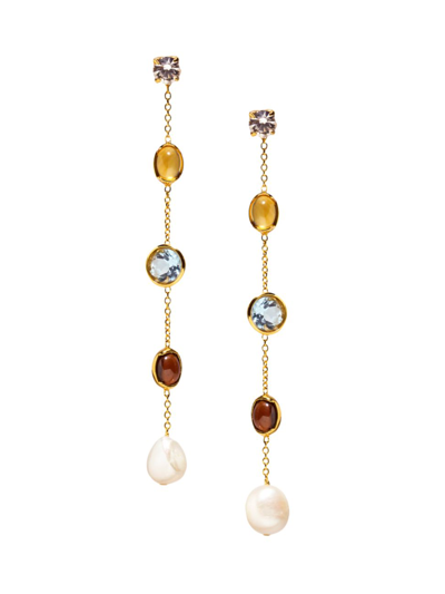 Shop Lizzie Fortunato Women's Bon Vivant 18k Gold-plated & Multi-stone Drop Earrings