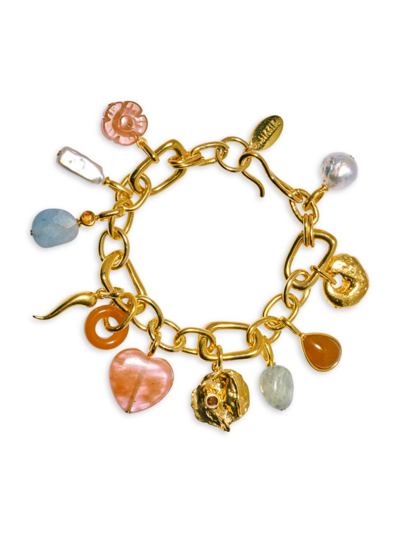Shop Lizzie Fortunato Women's Rainbow Field 18k Gold-plated & Multi-stone Charm Bracelet