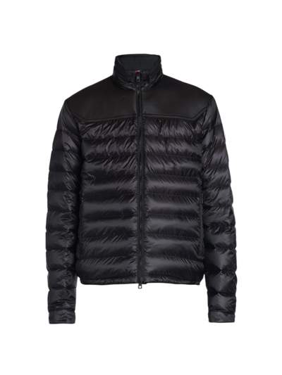 Shop Moncler Men's Tocquet Leather-yoke Jacket In Black
