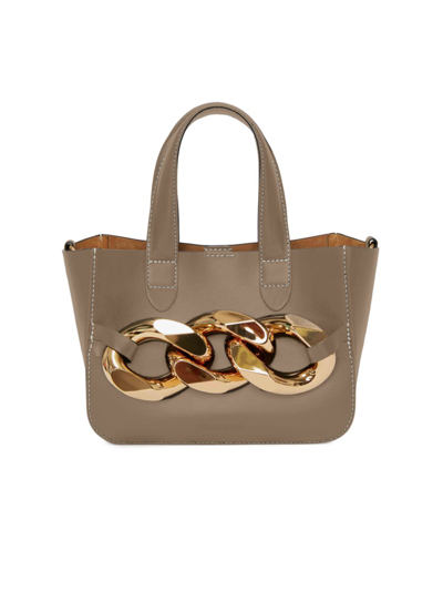 Shop Jw Anderson Women's Mini Chain Leather Tote In Taupe