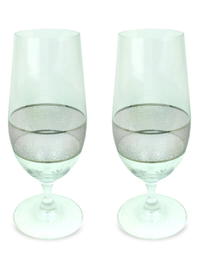 Shop Michael Wainwright Panthera Platinum 2-piece Stemmed Water Glass Set In Gray