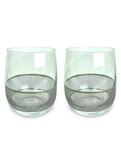 Shop Michael Wainwright Panthera Platinum 2-piece Double Old Fashioned Glass Set In Gray