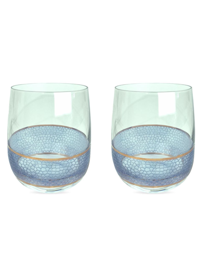 Shop Michael Wainwright Panthera Indigo 2-piece Double Old Fasioned Glass Set In Blue