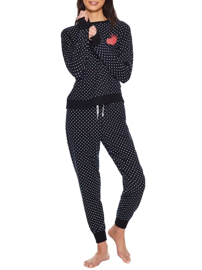 Shop Dkny Sleepwear Black Dots Jogger Knit Pajama Set