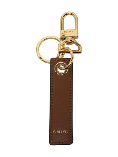 Shop Amiri Logo-print Keyring In Braun