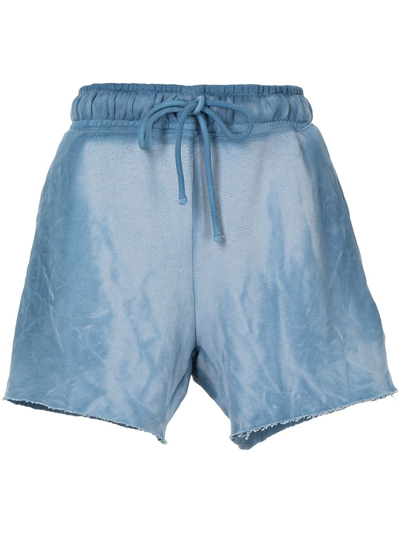 Shop Cotton Citizen Faded Raw-cut Track Shorts In 蓝色