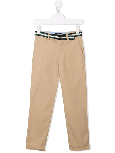 Shop Ralph Lauren Belted Cotton Chino Trousers In 中性色