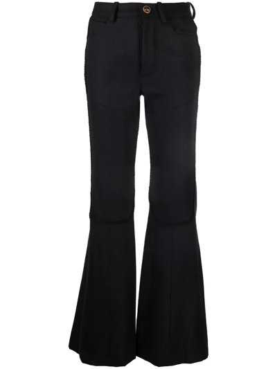 Shop Cormio High-waisted Flared Trousers In 黑色