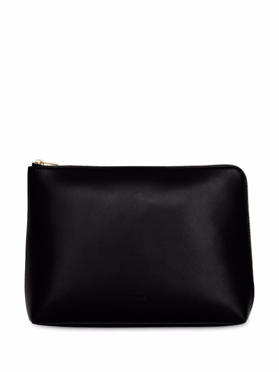 Shop Yu Mei Emily Leather Pouch Bag In 黑色