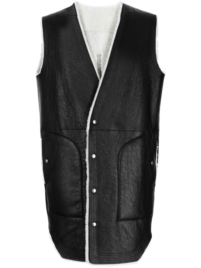 Shop Rick Owens Contrasting Trim Leather Gillet In 黑色