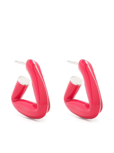 Shop Bottega Veneta Triangle Hoop Earrings In Pink