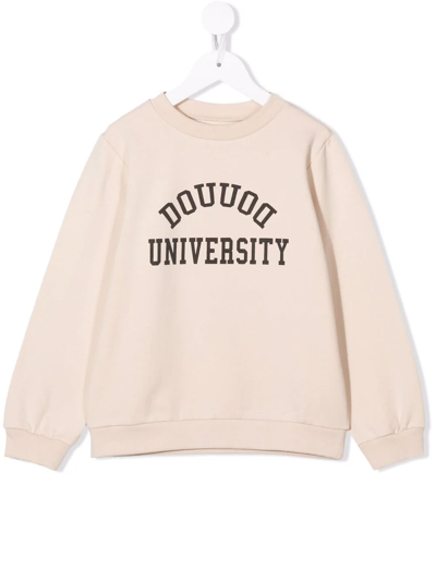 Shop Douuod University-print Jersey Sweatshirt In Neutrals