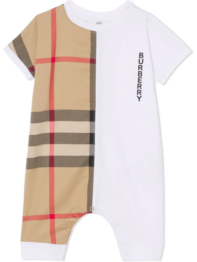 Shop Burberry Vintage Check-print Babygrow In White