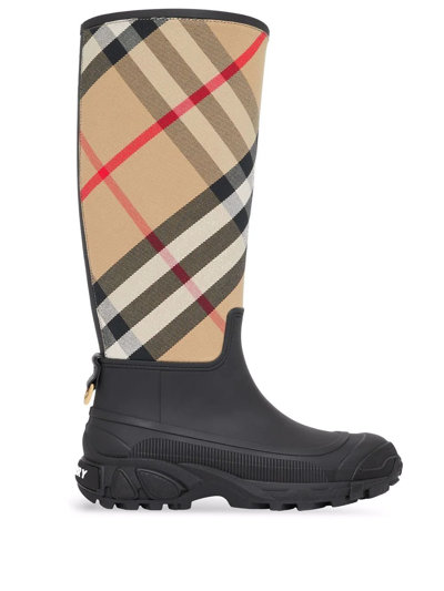 Shop Burberry Vintage Check-print Rain Boots In Black