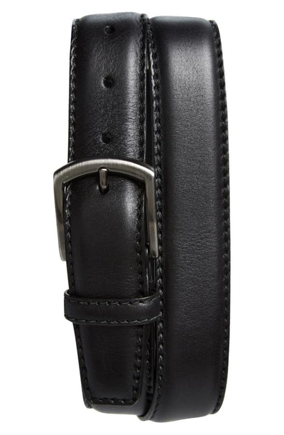 Shop Canali Hand Buffed Calfskin Belt In Black
