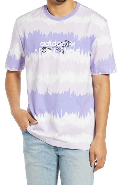 Adidas Originals Adventure Stripe Embroidered T-shirt In Light  Purple/multicolor | ModeSens