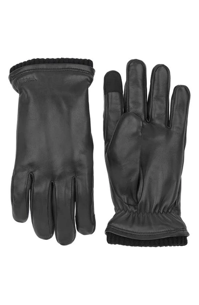 Shop Hestra John Sheepskin Gloves In Black