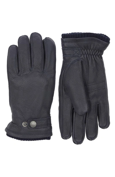 Shop Hestra Utsjo Leather Gloves In Navy