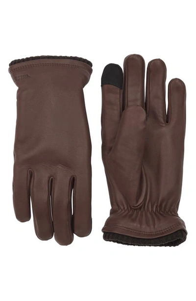 Shop Hestra John Sheepskin Gloves In Brown
