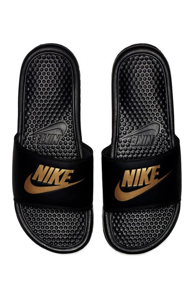 Shop Nike Benassi Jdi Slide Sandal In Black/m Gold
