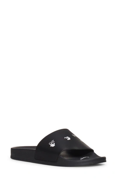 Shop Off-white Logo Slide Sandal In Black/ White