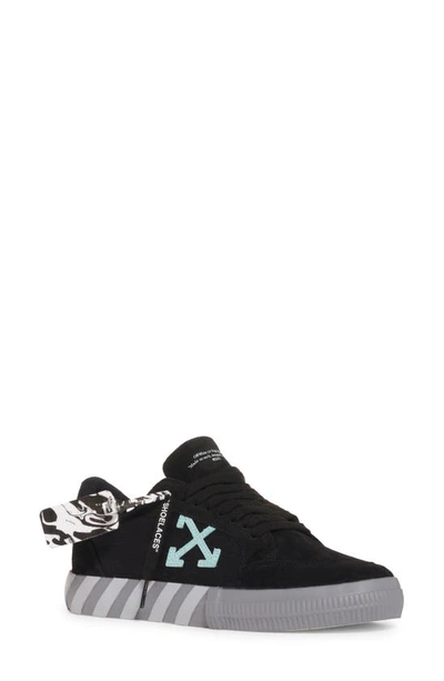 Off-white Low Vulcanized Canvas/suede Sneaker In Black/ Turquoise