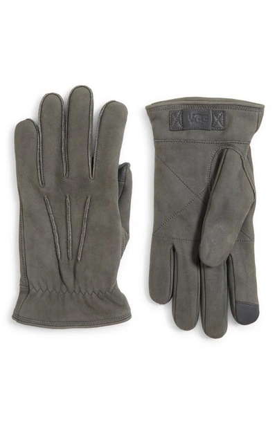 Shop Ugg Leather Tech Gloves In Metal