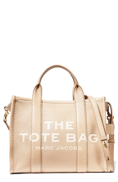 Shop Marc Jacobs Small Leather Traveler Tote In Twine