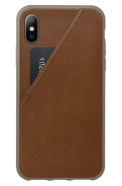 Shop Native Union Click Card Leather Iphone X Case In Tan