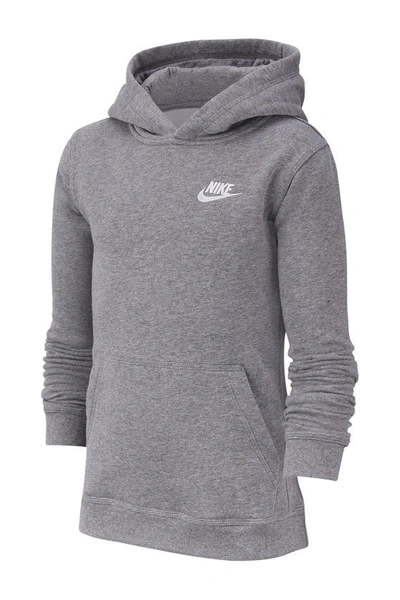Shop Nike Kids' Embroidered Logo Hoodie In Carbon Heather/white