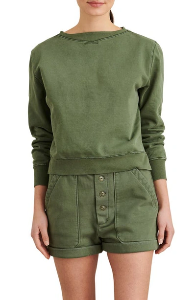 Shop Alex Mill Lakeside Boatneck Sweatshirt In Army Green
