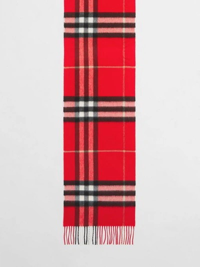 Shop Burberry Check Cashmere Scarf In Red