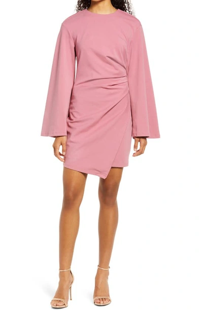 Shop Elliatt La Fontelina Long Sleeve Stretch Cotton Cocktail Minidress In Pink