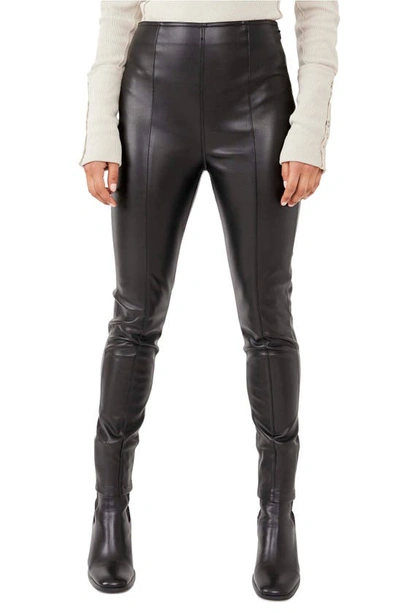 Shop Free People Spitfire Stacked Faux Leather Skinny Pants In Blaque