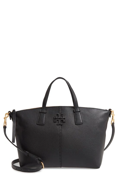 Shop Tory Burch Mcgraw Leather Satchel In Black