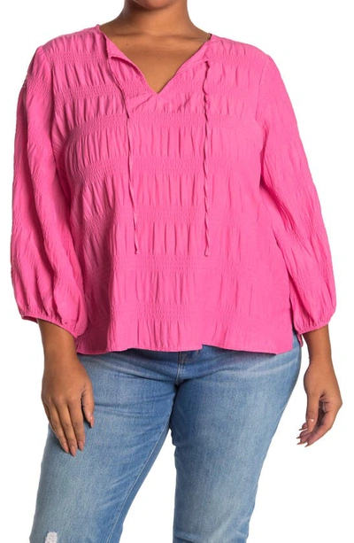 Shop Vince Camuto Smocked Blouse In Bright Hibiscus