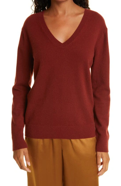 Shop Vince Weekend V-neck Cashmere Sweater In 528cur-currant